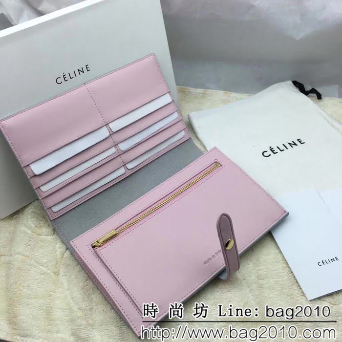 CELINE賽琳原單 專櫃 手掌紋牛皮搭扣拼色錢夾 4148 SL1686